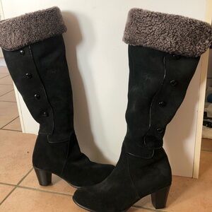 Pajar Couture Black Suede Tall Winter Boots Size 10 NEW